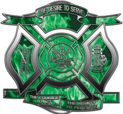 "The Desire to Serve" Firefighter Decal - Inferno Green
