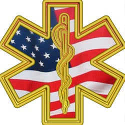Gold with American Flag Firefighter Star of Life