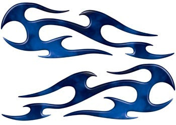 Blue Real Fire Tribal Motorcycle Side Cover, Tank or Helmet Custom Digitally Airbrushed Flames