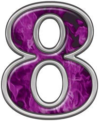 Reflective Number 8 with Inferno Purple Flames