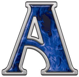 Reflective Letter A with Inferno Blue Flames