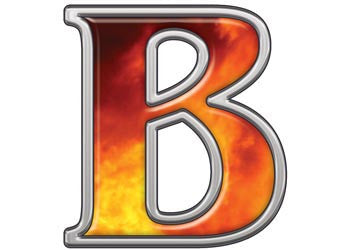 Reflective Letter B with Real Fire