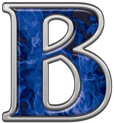 Reflective Letter B with Inferno Blue Flames