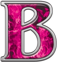 Reflective Letter B with Inferno Pink Flames