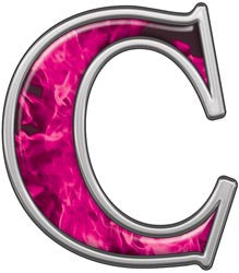 Reflective Letter C with Inferno Pink Flames
