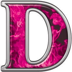 Reflective Letter D with Inferno Pink Flames
