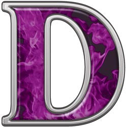 Reflective Letter D with Inferno Purple Flames