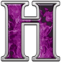 Reflective Letter H with Inferno Purple Flames