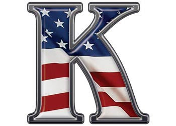 Reflective Letter K with Flag