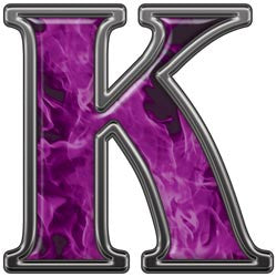 Reflective Letter K with Inferno Purple Flames