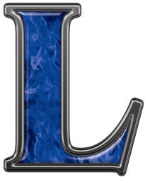 Reflective Letter L with Inferno Blue Flames