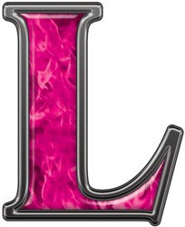 Reflective Letter L with Inferno Pink Flames