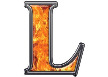 Reflective Letter L with Inferno Flame