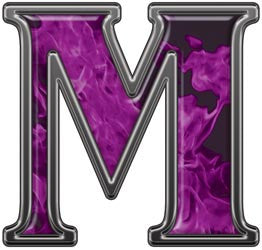 Reflective Letter M with Inferno Purple Flames