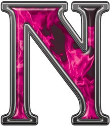 Reflective Letter N with Inferno Pink Flames