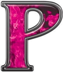 Reflective Letter P with Inferno Pink Flames
