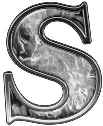 Reflective Letter S with Inferno Gray Flames