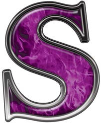 Reflective Letter S with Inferno Purple Flames