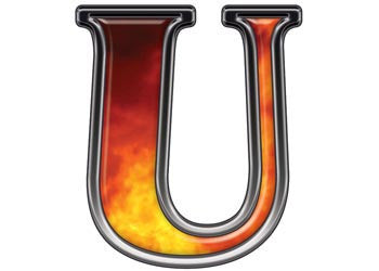 Reflective Letter U with Real Fire