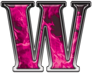Reflective Letter W with Inferno Pink Flames