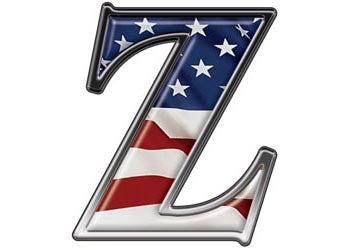 Reflective Letter Z with Flag