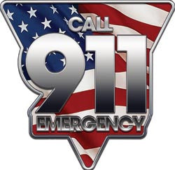 Call 911 Emergency Decal with Flag