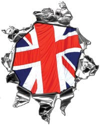 Mini Ripped Torn Metal Decal with British Flag