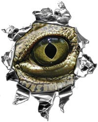 Mini Ripped Torn Metal Decal with Evil Gator Eyeball