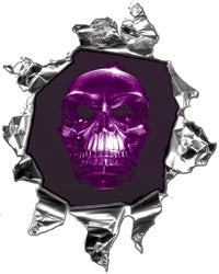 Mini Ripped Torn Metal Decal with Purple Evil Skull