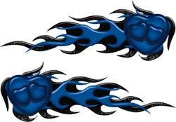 Tripple Heart Flame Graphics in Blue