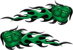 Tripple Heart Flame Graphics in Green