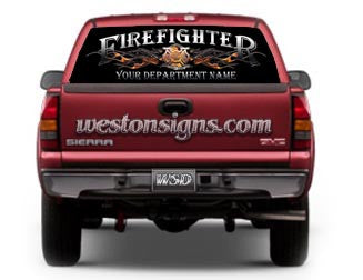 Personalized Firefighter View Thru Rear Window Graphic