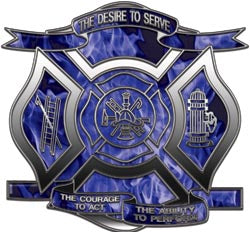 "The Desire to Serve" Firefighter Decal - Inferno Blue