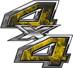 4x4 New Ford Superduty F-250 F-350 Bedside Decals Inferno Yellow Flames