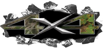 Torn Ripped Metal 4x4 Decals Real Camo