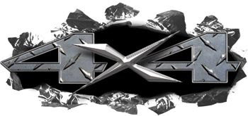 Torn Ripped Metal 4x4 Decals Diamond Plate