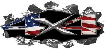Torn Ripped Metal 4x4 Decals American Flag