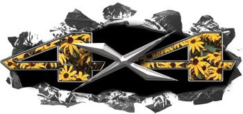 Torn Ripped Metal 4x4 Decals Flowers