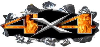 Torn Ripped Metal 4x4 Decals Inferno