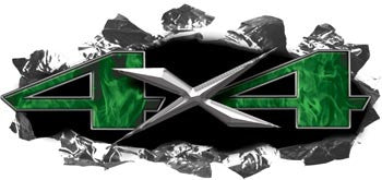 Torn Ripped Metal 4x4 Decals Inferno Green