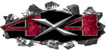 Torn Ripped Metal 4x4 Decals Inferno Pink
