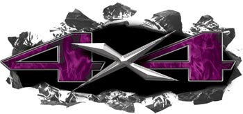 Torn Ripped Metal 4x4 Decals Inferno Purple