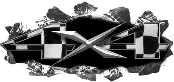 Torn Ripped Metal 4x4 Decals Racing Flag