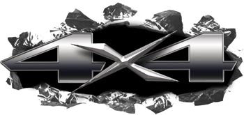 Torn Ripped Metal 4x4 Decals Silver