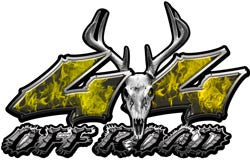 Deer Skull Wicked Series 4x4 Off Road Inferno Yellow Decals