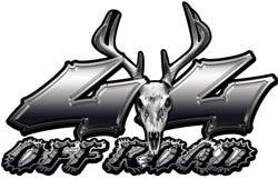 Deer Skull Wicked Series 4x4 Off Road Silver Decals