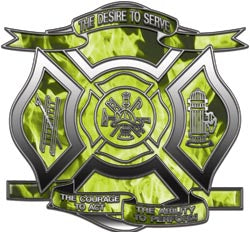 "The Desire to Serve" Firefighter Decal - Inferno Yellow