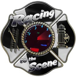 Maltese Cross Decal with "Racing to the Scene"
