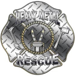"Heavy Metal Rescue" Firefighter Decal - Diamond Plate