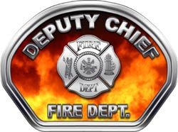 Deputy Chief Firefighter Helmet Face Decal (REFLECTIVE) Real Fire